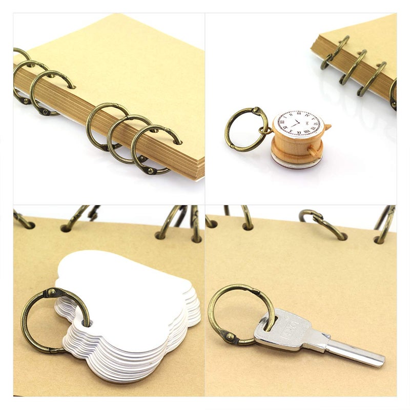 Lind Kitchen 40pcs 1" Book Ring Metal Loose Leaf Binder Hinged Buckle Binding Rings for Scrapbook Sketchbook DIY Craft Photo Album(Bronze+Black) - Image 4